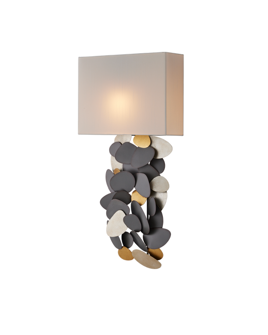 Currey & Co Moon Dust Wall Sconce in Hiroshi Gray/Contemporary Gold Leaf/Contemporary Silver Leaf 5900-0055