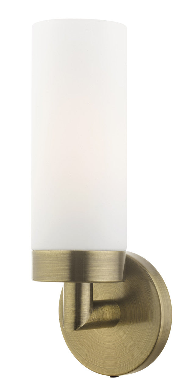 Livex Lighting Aero Collection  1 Light Antique Brass ADA Single Sconce in Antique Brass 15071-01