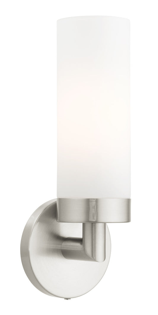 Livex Lighting Aero Collection  1 Light Brushed Nickel ADA Single Sconce in Brushed Nickel 15071-91