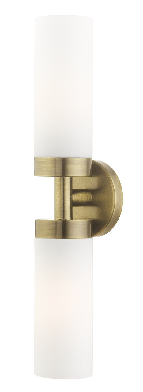 Livex Lighting Aero Collection  2 Light Antique Brass ADA Vanity Sconce in Antique Brass 15072-01