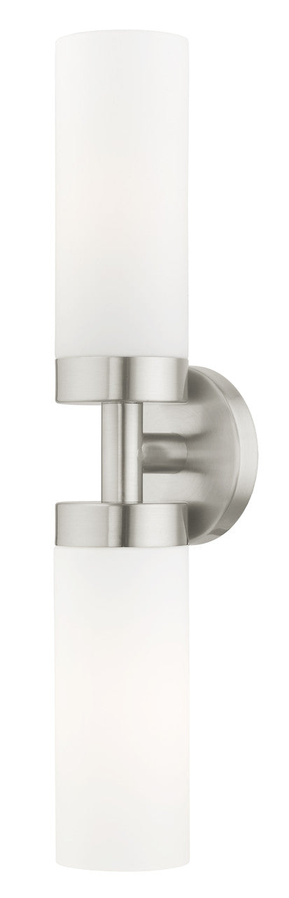 Livex Lighting Aero Collection  2 Light Brushed Nickel ADA Vanity Sconce in Brushed Nickel 15072-91