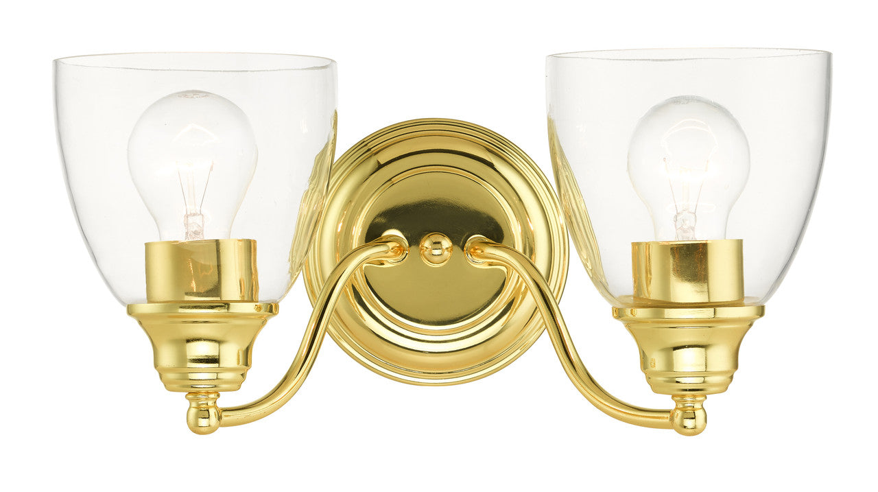 Livex Lighting Montgomery Collection  2 Light Polished Brass Vanity Sconce in Polished Brass 15132-02