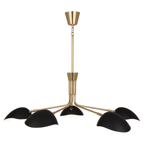 Robert Abbey  Rico Espinet Rico Espinet Racer Chandelier in Modern Brass Finish with Matte Black Adjustable Shades 1522