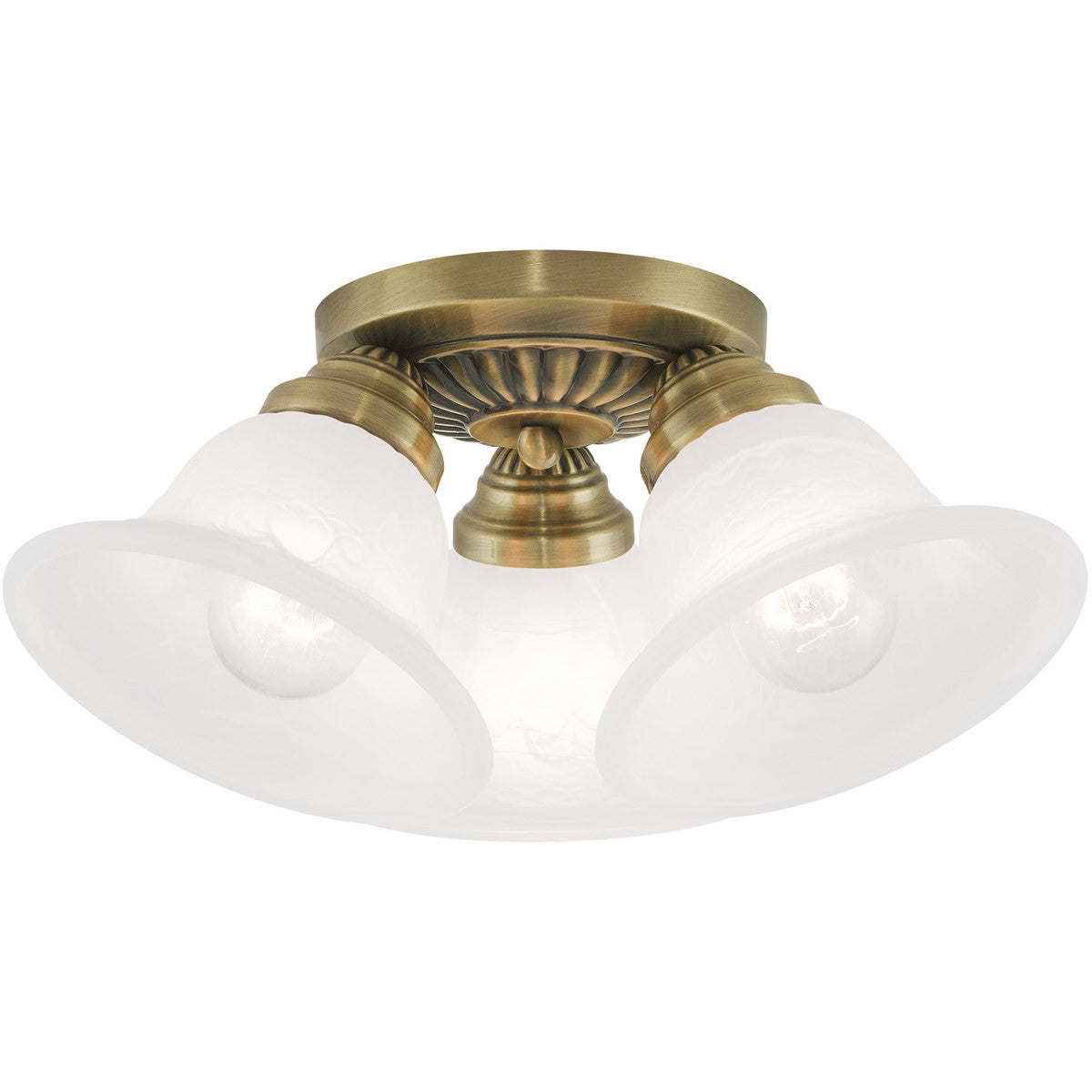 Livex Lighting Edgemont Collection 3 Light Antique Brass Ceiling Mount in Antique Brass 1529-01