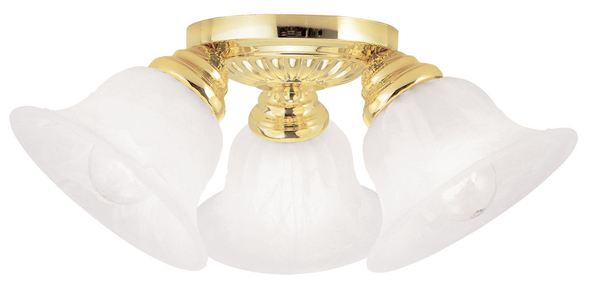 Livex Lighting Edgemont Collection 3 Light Polished Brass Ceiling Mount in Polished Brass 1529-02