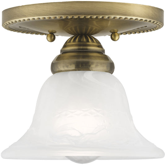 Livex Lighting Edgemont Collection 1 Light Antique Brass Ceiling Mount in Antique Brass 1530-01