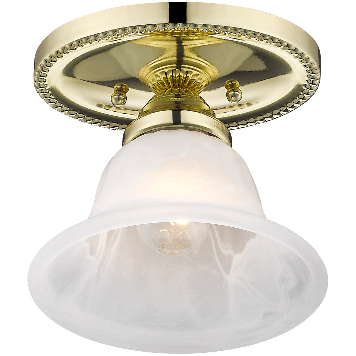 Livex Lighting Edgemont Collection 1 Light Polished Brass Ceiling Mount in Polished Brass 1530-02