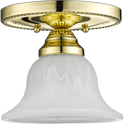 Livex Lighting Edgemont Collection 1 Light Polished Brass Ceiling Mount in Polished Brass 1530-02