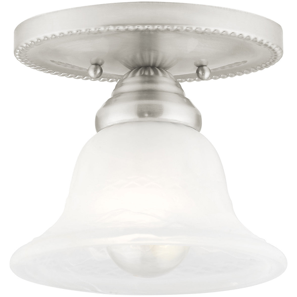 Livex Lighting Edgemont Collection 1 Light Brushed Nickel Ceiling Mount in Brushed Nickel 1530-91