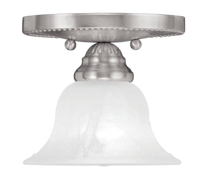 Livex Lighting Edgemont Collection 1 Light Brushed Nickel Ceiling Mount in Brushed Nickel 1530-91