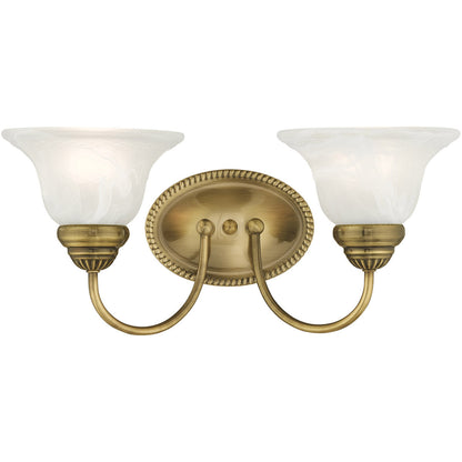 Livex Lighting Edgemont Collection 2 Light Antique Brass Bath Light in Antique Brass 1532-01