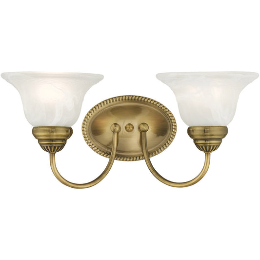 Livex Lighting Edgemont Collection 2 Light Antique Brass Bath Light in Antique Brass 1532-01