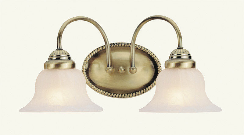 Livex Lighting Edgemont Collection 2 Light Antique Brass Bath Light in Antique Brass 1532-01