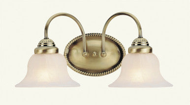 Livex Lighting Edgemont Collection 2 Light Antique Brass Bath Light in Antique Brass 1532-01