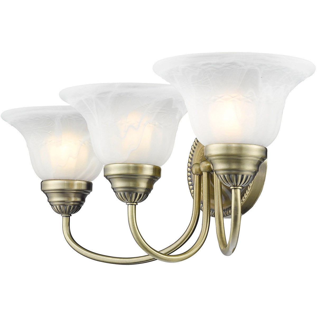 Livex Lighting Edgemont Collection 3 Light Antique Brass Bath Light in Antique Brass 1533-01