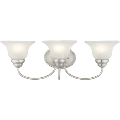 Livex Lighting Edgemont Collection 3 Light Brushed Nickel Bath Light in Brushed Nickel 1533-91