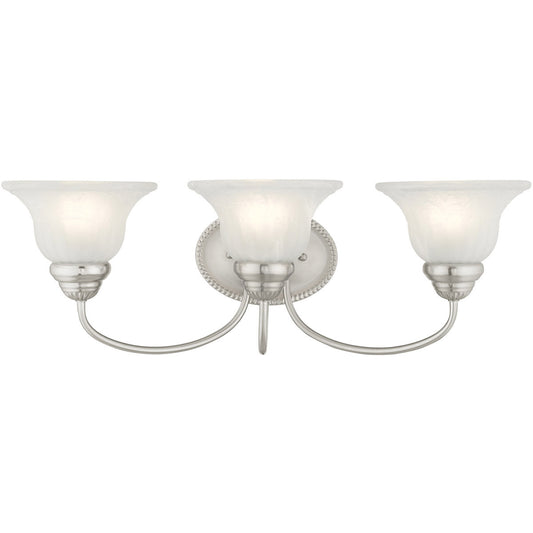 Livex Lighting Edgemont Collection 3 Light Brushed Nickel Bath Light in Brushed Nickel 1533-91