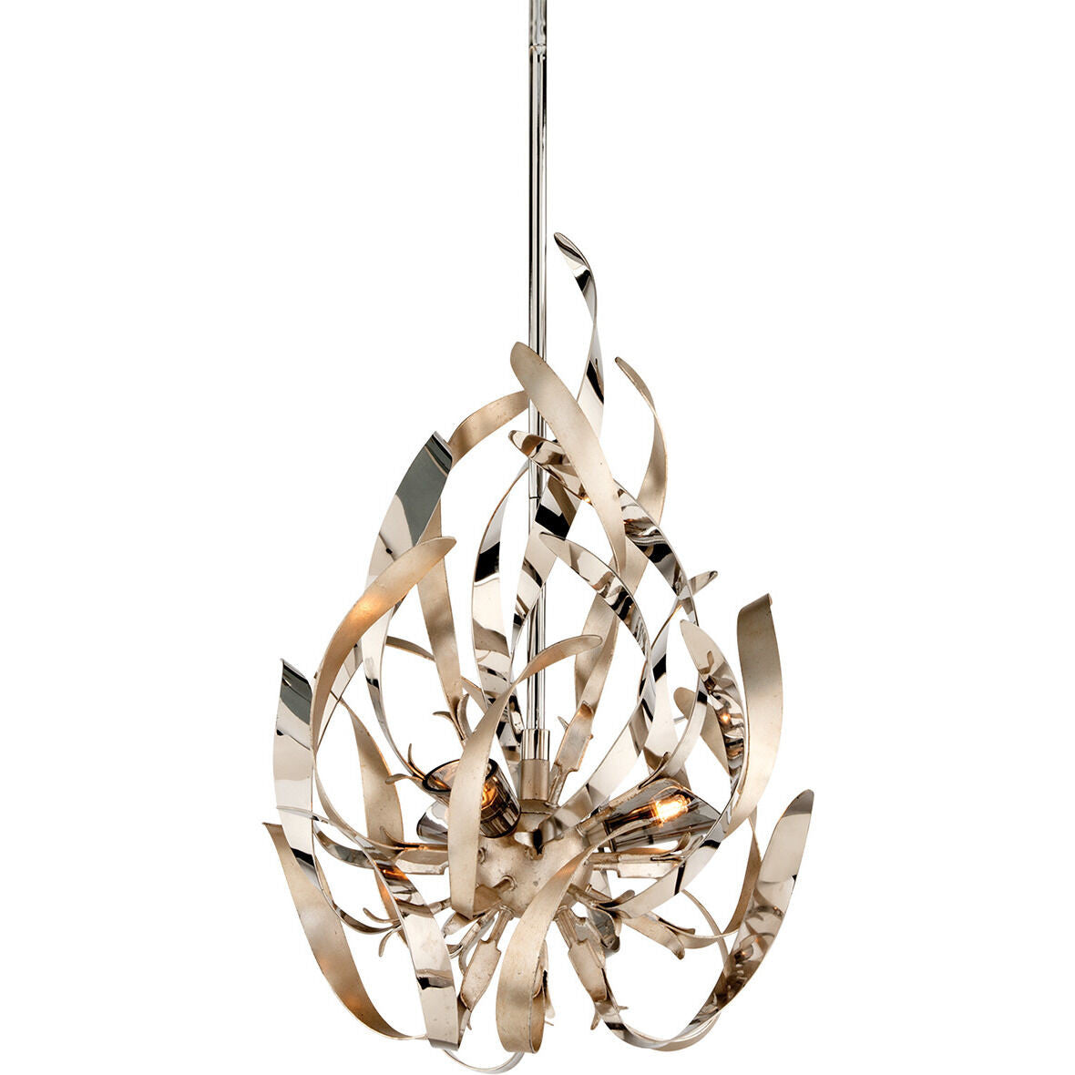 Corbett Lighting Graffiti Pendant in Silver Leaf Polished Stainless 154-43-SL/SS