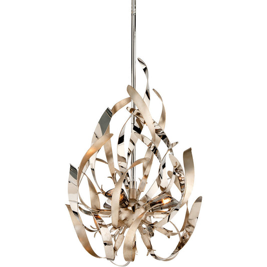 Corbett Lighting Graffiti Pendant in Silver Leaf Polished Stainless 154-43-SL/SS