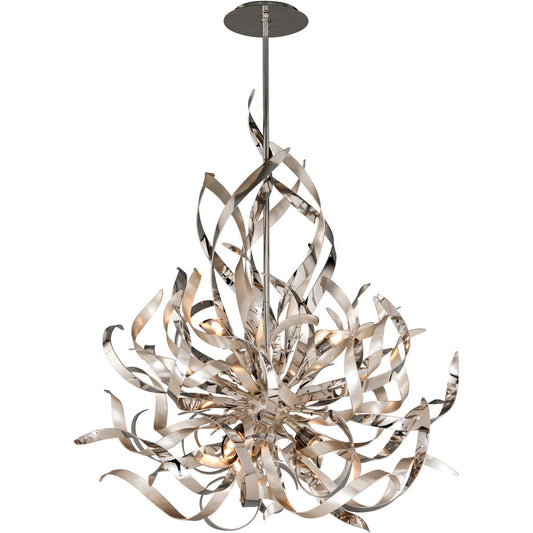 Corbett Lighting Graffiti Chandelier in Silver Leaf Polished Stainless 154-46