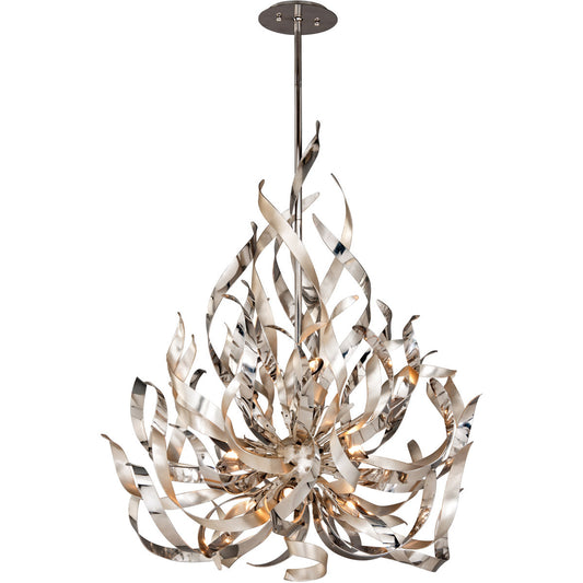 Corbett Lighting Graffiti Chandelier in Silver Leaf Polished Stainless 154-49