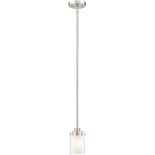 Livex Lighting Manhattan Collection 1 Light Brushed Nickel Mini Pendant in Brushed Nickel 1540-91