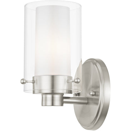 Livex Lighting Manhattan Collection 1 Light Brushed Nickel Bath Light in Brushed Nickel 1541-91