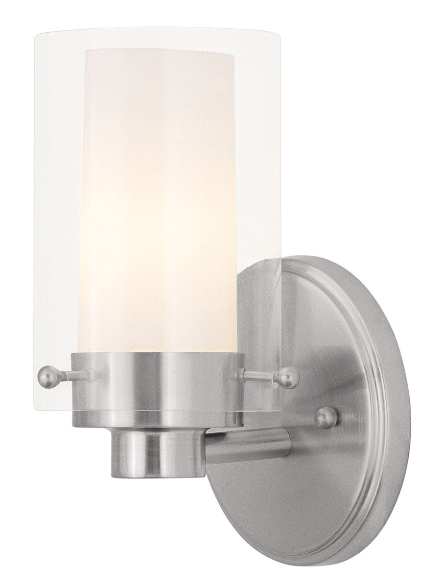 Livex Lighting Manhattan Collection 1 Light Brushed Nickel Bath Light in Brushed Nickel 1541-91