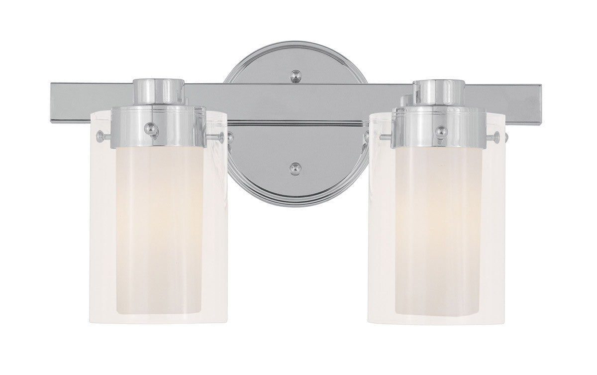 Livex Lighting Manhattan Collection 2 Light Polished Chrome Bath Light in Polished Chrome 1542-05