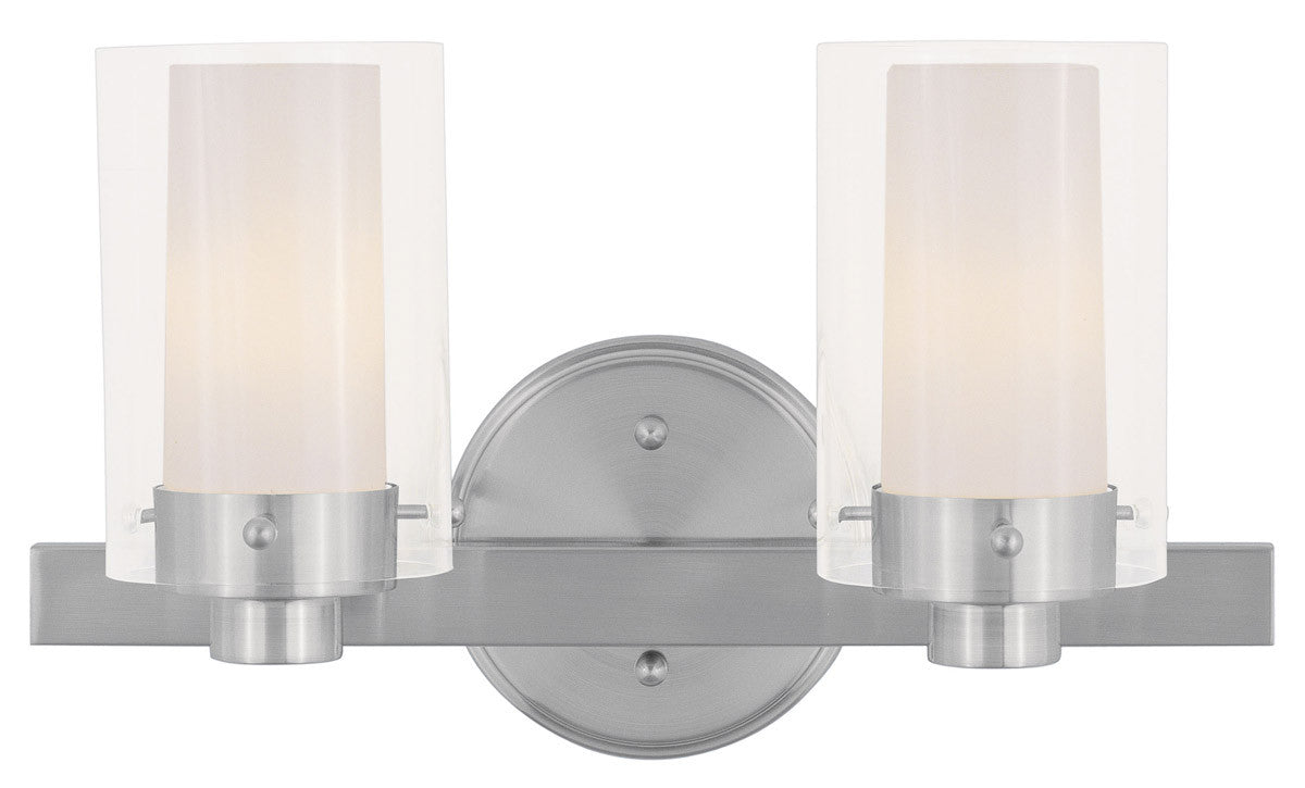 Livex Lighting Manhattan Collection 2 Light Brushed Nickel Bath Light in Brushed Nickel 1542-91