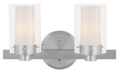 Livex Lighting Manhattan Collection 2 Light Brushed Nickel Bath Light in Brushed Nickel 1542-91