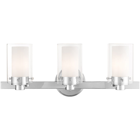 Livex Lighting Manhattan Collection 3 Light Polished Chrome Bath Light in Polished Chrome 1543-05