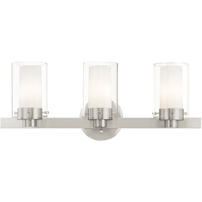 Livex Lighting Manhattan Collection 3 Light Brushed Nickel Bath Light in Brushed Nickel 1543-91