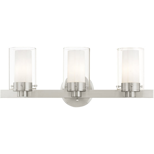 Livex Lighting Manhattan Collection 3 Light Brushed Nickel Bath Light in Brushed Nickel 1543-91