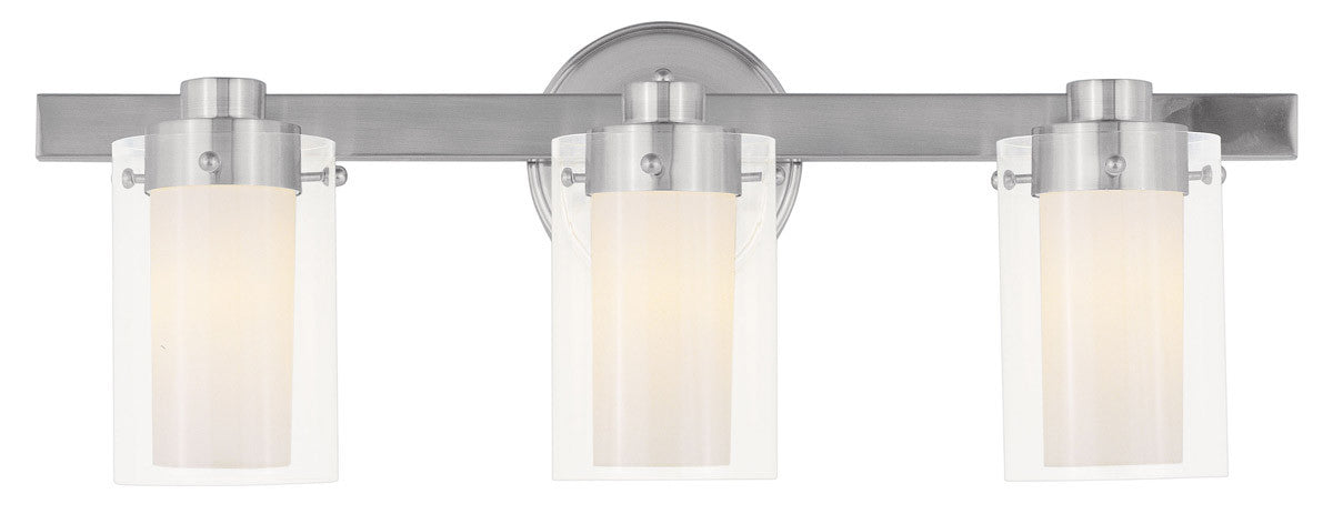 Livex Lighting Manhattan Collection 3 Light Brushed Nickel Bath Light in Brushed Nickel 1543-91