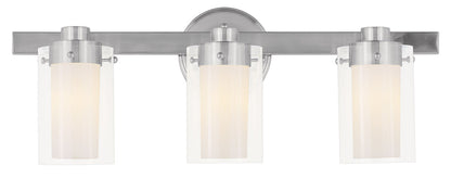 Livex Lighting Manhattan Collection 3 Light Brushed Nickel Bath Light in Brushed Nickel 1543-91