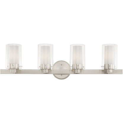 Livex Lighting Manhattan Collection 4 Light Brushed Nickel Bath Light in Brushed Nickel 1544-91