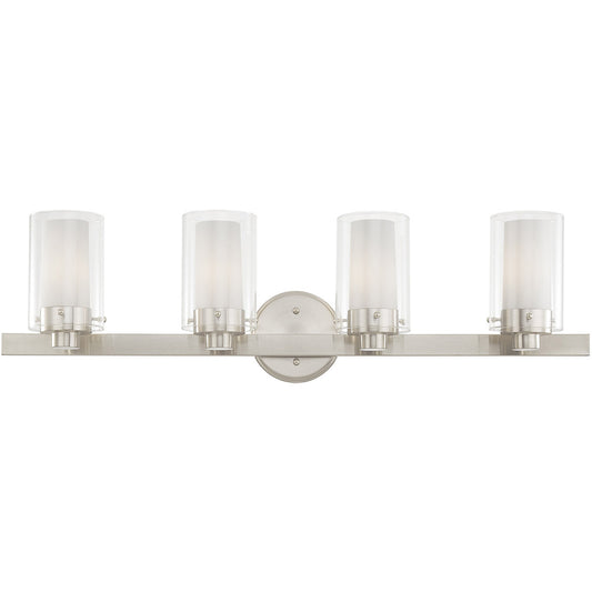 Livex Lighting Manhattan Collection 4 Light Brushed Nickel Bath Light in Brushed Nickel 1544-91