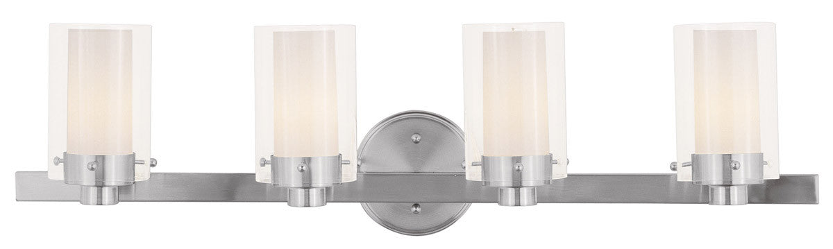 Livex Lighting Manhattan Collection 4 Light Brushed Nickel Bath Light in Brushed Nickel 1544-91