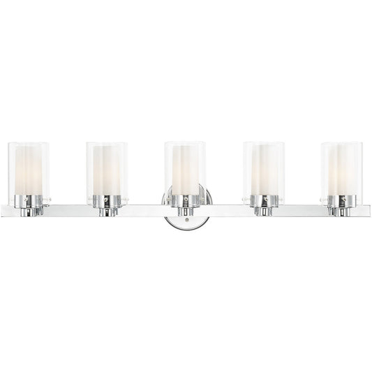 Livex Lighting Manhattan Collection 5 Light Polished Chrome Bath Light in Polished Chrome 15455-05