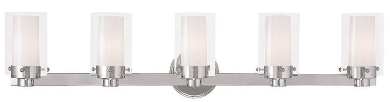 Livex Lighting Manhattan Collection 5 Light Polished Chrome Bath Light in Polished Chrome 15455-05