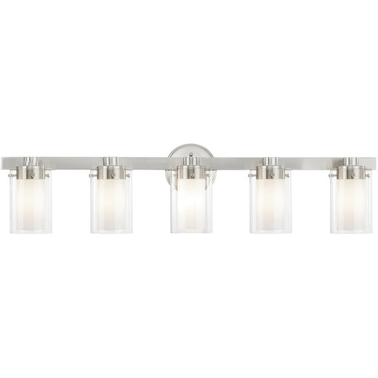 Livex Lighting Manhattan Collection 5 Light Brushed Nickel Bath Light in Brushed Nickel 15455-91