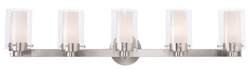 Livex Lighting Manhattan Collection 5 Light Brushed Nickel Bath Light in Brushed Nickel 15455-91