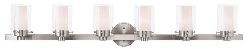 Livex Lighting Manhattan Collection 6 Light Brushed Nickel Bath Light in Brushed Nickel 15456-91