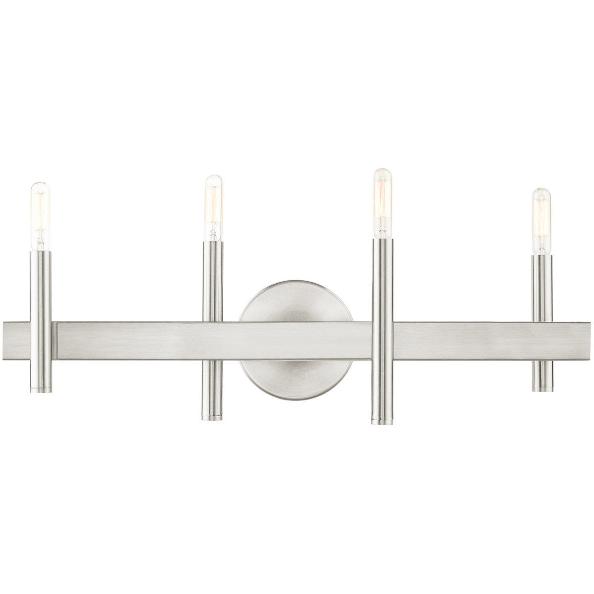 Livex Lighting Denmark Collection 4 Lt Brushed Nickel Bath Vanity  in Brushed Nickel with Bronze Accents 15584-91