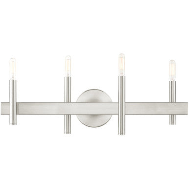 Livex Lighting Denmark Collection 4 Lt Brushed Nickel Bath Vanity  in Brushed Nickel with Bronze Accents 15584-91