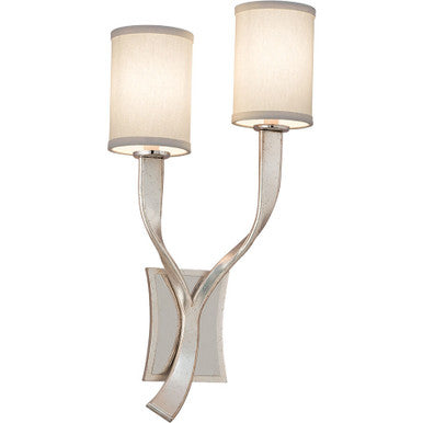 Corbett Lighting ROXY 2LT WALL SCONCE RIGHT in Modern Silver Finish With Polished Stainless Accents 158-12-SL/SS