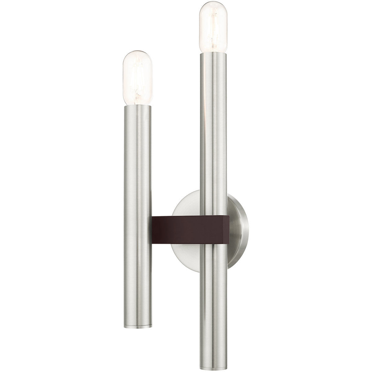 Livex Lighting Helsinki Collection 2 Lt Brushed Nickel & Bronze Wall Sconce in Brushed Nickel with Bronze Accents 15832-91