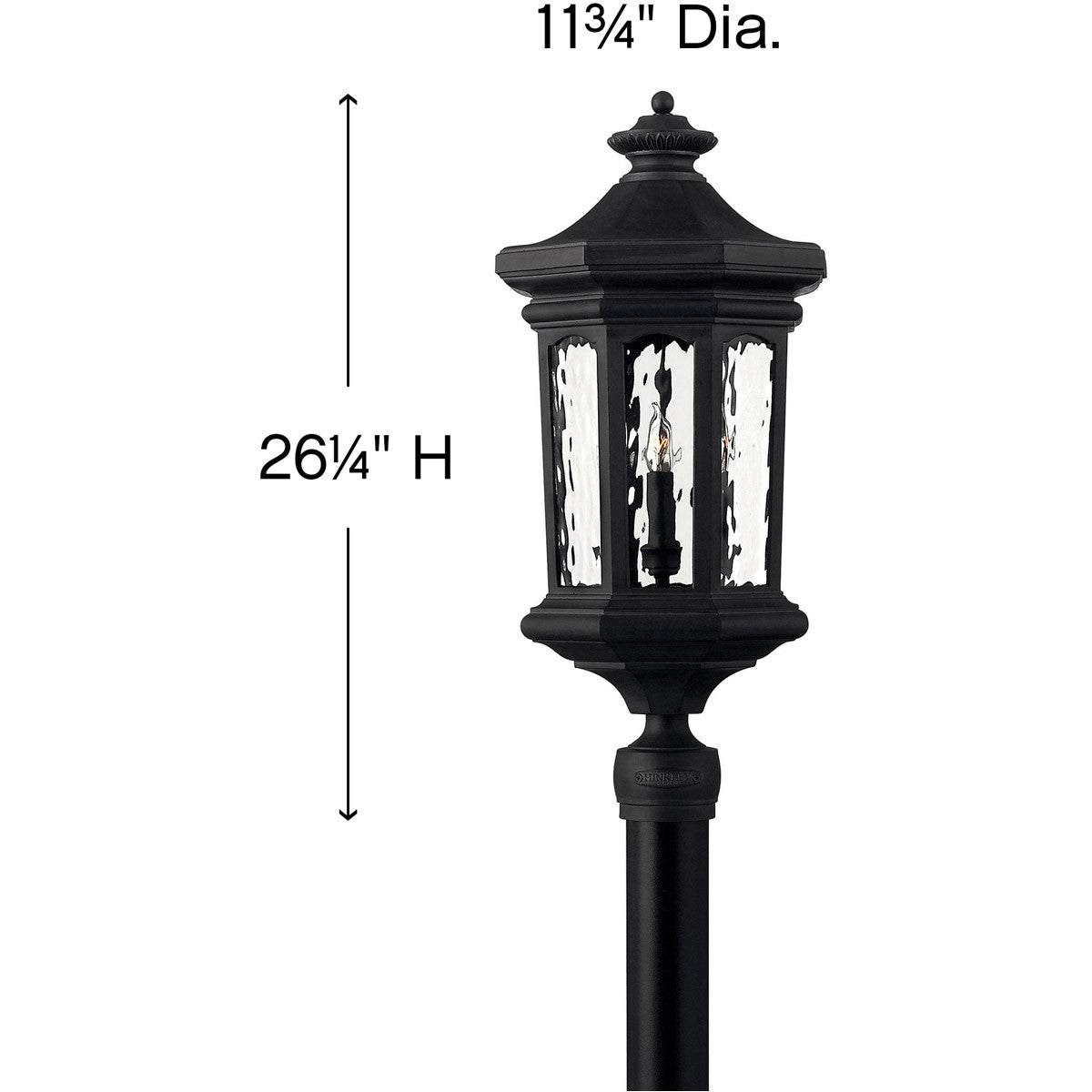 Hinkley Lighting Raley Large Post Top or Pier Mount Lantern Museum Black 1601MB