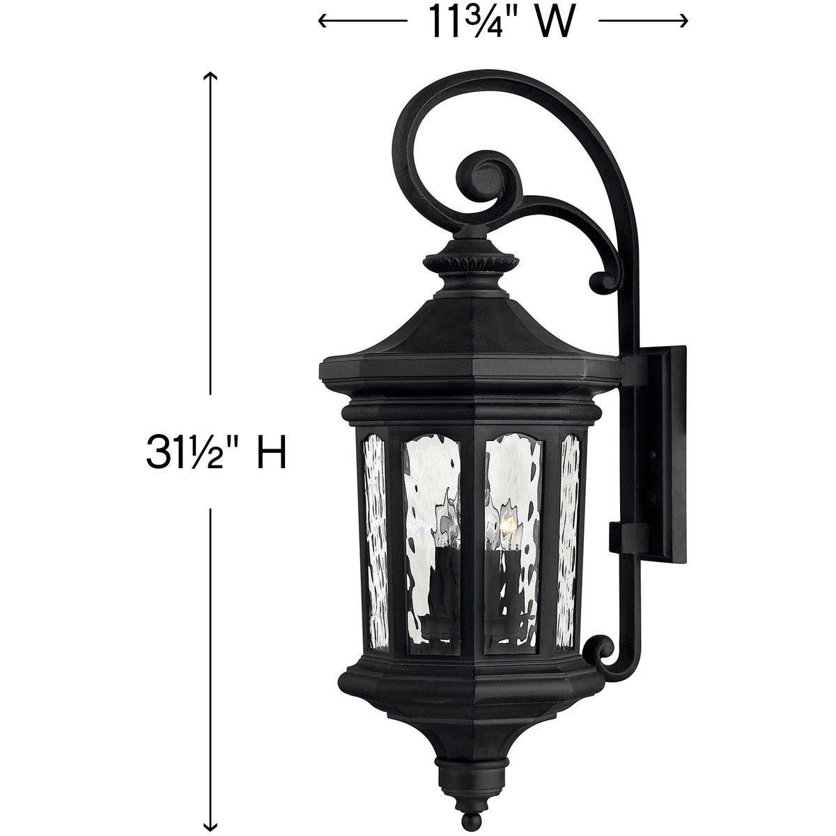 Hinkley Lighting Raley Large wall Mount Lantern Museum Black 1605MB